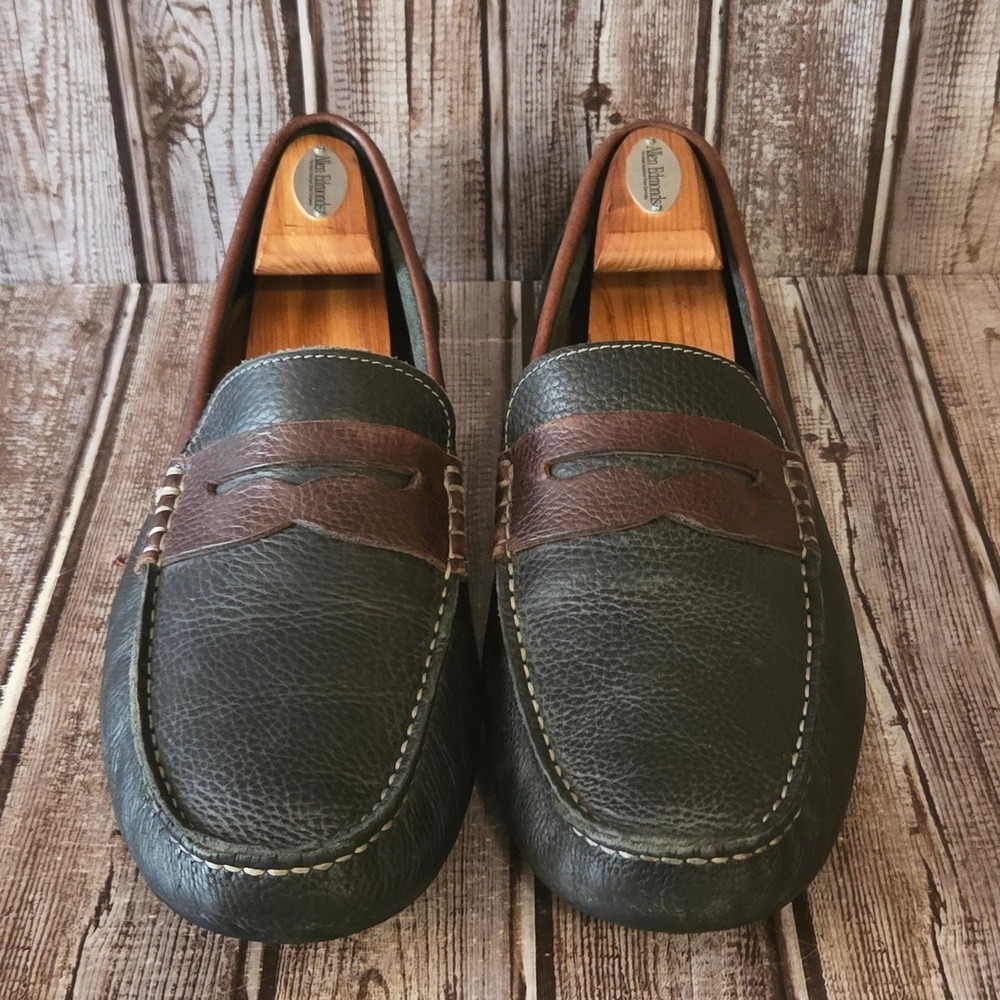 Sz 12 M Mens Johnston & Murphy Black Brown Leather Penny Driving Loafers Shoes